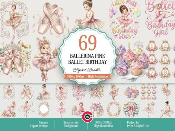 Download Ballerina Pink Ballet Birthday Clipart - Birthday Collection